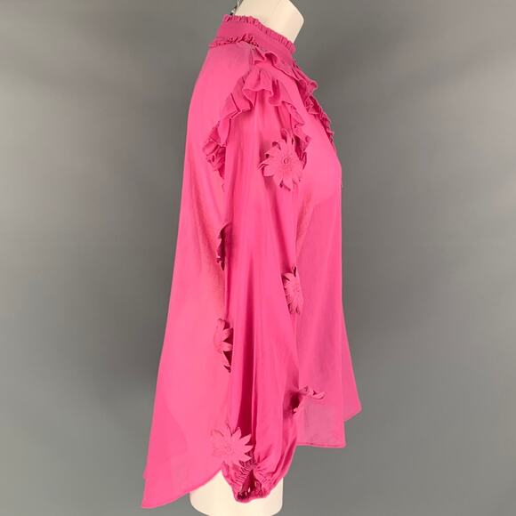 CAROLINA K Size S Pink Cotton Applique Bow Blouse - Picture 2 of 6